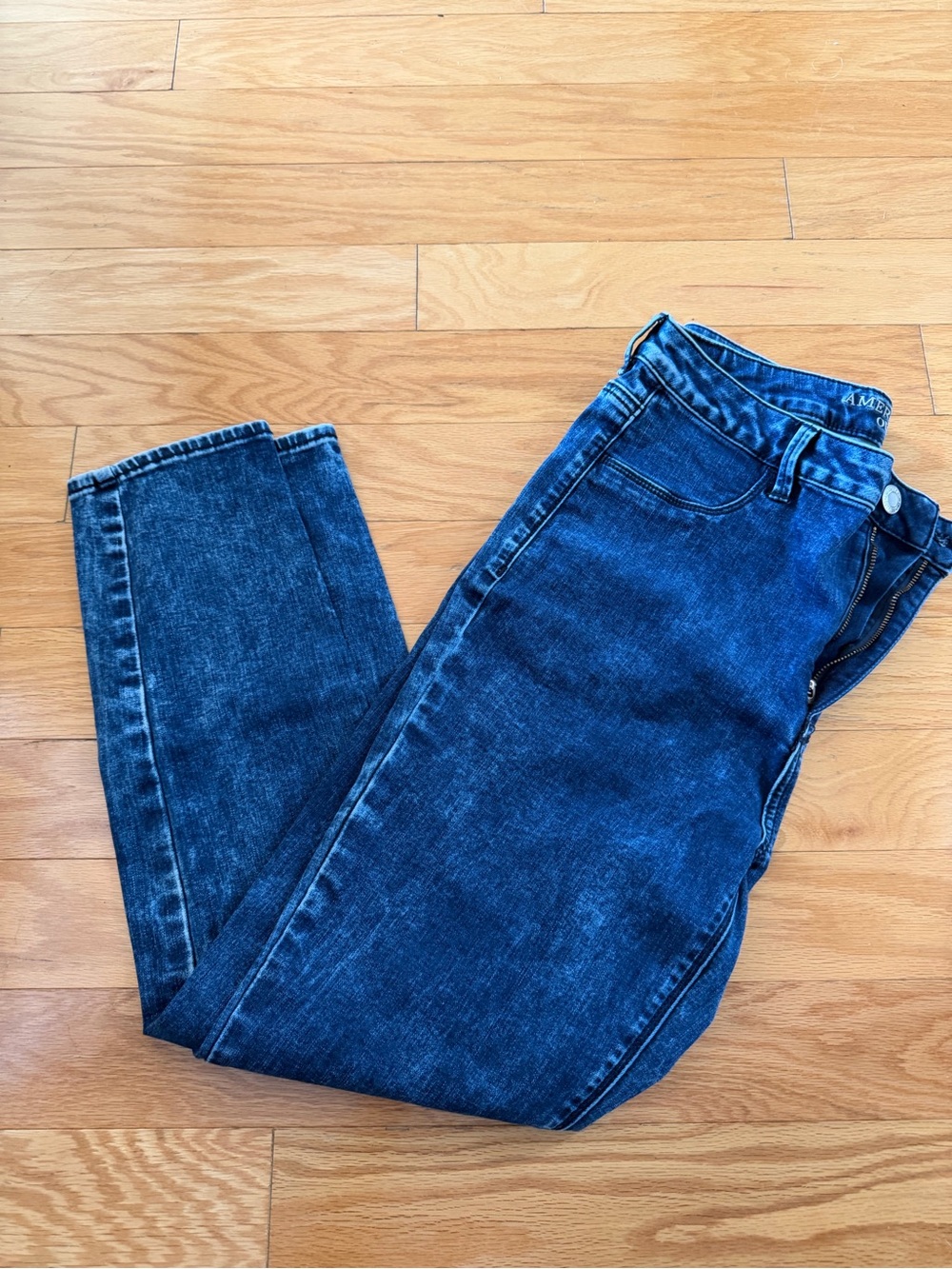American Eagle Outfitters Women’s Sky High Jeggings Deep Blue Wash Size 14